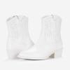 imageVepose Womens 9816 Cowboy Boots Ankle Western Short Cowgirl Embroidered Round Toe Low Heel Booties with Side ZipperAwestern Cowboy Boots9816white
