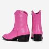 imageVepose Womens 9816 Cowboy Boots Ankle Western Short Cowgirl Embroidered Round Toe Low Heel Booties with Side ZipperWestern Cowboy Boots9816pink