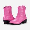 imageVepose Womens 9816 Cowboy Boots Ankle Western Short Cowgirl Embroidered Round Toe Low Heel Booties with Side ZipperWestern Cowboy Boots9816pink