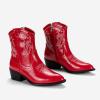 imageVepose Womens 9816 Cowboy Boots Ankle Western Short Cowgirl Embroidered Round Toe Low Heel Booties with Side ZipperWestern Cowboy Boots9816red