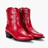 imageVepose Womens 9816 Cowboy Boots Ankle Western Short Cowgirl Embroidered Round Toe Low Heel Booties with Side ZipperWestern Cowboy Boots9816red