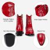 imageVepose Womens 9816 Cowboy Boots Ankle Western Short Cowgirl Embroidered Round Toe Low Heel Booties with Side ZipperWestern Cowboy Boots9816red