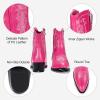 imageVepose Womens 9816 Cowboy Boots Ankle Western Short Cowgirl Embroidered Round Toe Low Heel Booties with Side ZipperWestern Cowboy Boots9816rose Pink