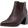 imageVepose Womens 9631 Chunky Heel Ankle Boots Pointed Toe Block Heeled Booties with Side ZipperChunky Chelsea9631dark Tan