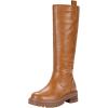 imageVepose Womens 9658 Knee High Boots Low Heel Platform Tall Boots with Side Zipper for LadiesPlatform Boots9658camel