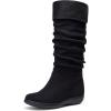 imageVepose Womens Knee High Comfortable Boots Suede Slouch Flat Boots for WomenSlouch Suede Boots942black