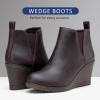 imageVepose Womens 9679 Wedge Ankle Boots Classic Ankle Wedge Booties with Side Zipper for LadyWedge Chelsea9678 Brown