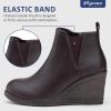 imageVepose Womens 9679 Wedge Ankle Boots Classic Ankle Wedge Booties with Side Zipper for LadyWedge Chelsea9678 Brown
