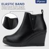 imageVepose Womens 9679 Wedge Ankle Boots Classic Ankle Wedge Booties with Side Zipper for LadyWedge Chelsea9678black