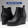 imageVepose Womens 9679 Wedge Ankle Boots Classic Ankle Wedge Booties with Side Zipper for LadyWedge Chelsea9678black