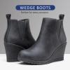 imageVepose Womens 9679 Wedge Ankle Boots Classic Ankle Wedge Booties with Side Zipper for LadyWedge Chelsea9678grey
