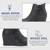 imageVepose Womens 9679 Wedge Ankle Boots Classic Ankle Wedge Booties with Side Zipper for LadyWedge Chelsea9678grey