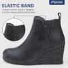 imageVepose Womens 9679 Wedge Ankle Boots Classic Ankle Wedge Booties with Side Zipper for LadyWedge Chelsea9678grey