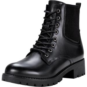 imageVepose Womens 916  Ankle Boots  Combat Boots  Laceup Booties with Inside ZipperLeather916lblack
