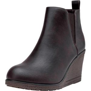 imageVepose Womens 9679 Wedge Ankle Boots Classic Ankle Wedge Booties with Side Zipper for LadyWedge Chelsea9678 Brown