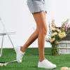 imageVepose White Casual Walking Sneakers for Women Fashion Comfortable Slip On Low Top 8013 ShoesCasual8013white Pink