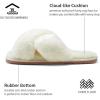 imageVepose Womens 801 Cross Band Slippers Soft Plush Furry Open Toe Fur Slides Fuzzy Fluffy Slip on House Shoes Indoor Outdoor SlippersCross Band801beige