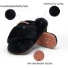 imageVepose Womens 801 Cross Band Slippers Soft Plush Furry Open Toe Fur Slides Fuzzy Fluffy Slip on House Shoes Indoor Outdoor SlippersCross Band801black