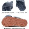 imageVepose Womens 801 Cross Band Slippers Soft Plush Furry Open Toe Fur Slides Fuzzy Fluffy Slip on House Shoes Indoor Outdoor SlippersCross Band801grey