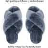 imageVepose Womens 801 Cross Band Slippers Soft Plush Furry Open Toe Fur Slides Fuzzy Fluffy Slip on House Shoes Indoor Outdoor SlippersCross Band801grey