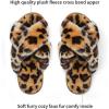 imageVepose Womens 801 Cross Band Slippers Soft Plush Furry Open Toe Fur Slides Fuzzy Fluffy Slip on House Shoes Indoor Outdoor SlippersCross Band801leopard