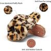 imageVepose Womens 801 Cross Band Slippers Soft Plush Furry Open Toe Fur Slides Fuzzy Fluffy Slip on House Shoes Indoor Outdoor SlippersCross Band801leopard