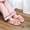imageVepose Womens 801 Cross Band Slippers Soft Plush Furry Open Toe Fur Slides Fuzzy Fluffy Slip on House Shoes Indoor Outdoor SlippersCross Band801pink