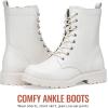 imageVepose Womens Combat Ankle Black Flat Boots Military Fashion 925 Booties Inner ZipperZipper Combat925beige