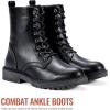 imageVepose Womens Combat Ankle Black Flat Boots Military Fashion 925 Booties Inner ZipperZipper Combat925black