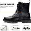 imageVepose Womens Combat Ankle Black Flat Boots Military Fashion 925 Booties Inner ZipperZipper Combat925black