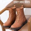 imageVepose Womens Combat Ankle Black Flat Boots Military Fashion 925 Booties Inner ZipperZipper Combat925brown