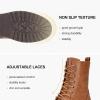 imageVepose Womens Combat Ankle Black Flat Boots Military Fashion 925 Booties Inner ZipperZipper Combat925brown