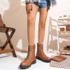 imageVepose Womens Combat Ankle Black Flat Boots Military Fashion 925 Booties Inner ZipperZipper Combat925brown