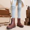 imageVepose Womens Combat Ankle Black Flat Boots Military Fashion 925 Booties Inner ZipperZipper Combat925cognac