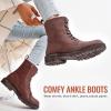 imageVepose Womens Combat Ankle Black Flat Boots Military Fashion 925 Booties Inner ZipperZipper Combat925cognac