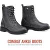 imageVepose Womens Combat Ankle Black Flat Boots Military Fashion 925 Booties Inner ZipperZipper Combat925grey