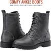 imageVepose Womens Combat Ankle Black Flat Boots Military Fashion 925 Booties Inner ZipperZipper Combat925grey