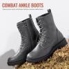 imageVepose Womens Combat Ankle Black Flat Boots Military Fashion 925 Booties Inner ZipperZipper Combat925grey