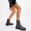 imageVepose Womens Combat Ankle Black Flat Boots Military Fashion 925 Booties Inner ZipperZipper Combat925grey
