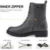 imageVepose Womens Combat Ankle Black Flat Boots Military Fashion 925 Booties Inner ZipperZipper Combat925grey