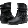 imageVepose Womens Slouch Ankle Flat Boots Fashion Short Low Heel Zipper 939A BootiesBlack Puzipper 939a