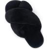 imageVepose Womens 801 Cross Band Slippers Soft Plush Furry Open Toe Fur Slides Fuzzy Fluffy Slip on House Shoes Indoor Outdoor SlippersCross Band801black