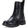 imageVepose Womens Combat Ankle Black Flat Boots Military Fashion 925 Booties Inner ZipperZipper Combat925black Pu