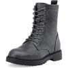 imageVepose Womens Combat Ankle Black Flat Boots Military Fashion 925 Booties Inner ZipperZipper Combat925grey
