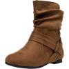 imageVepose Womens Slouch Ankle Flat Boots Fashion Short Low Heel Zipper 939A BootiesBrownzipper 939a