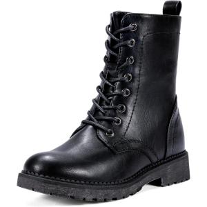 imageVepose Womens Combat Ankle Black Flat Boots Military Fashion 925 Booties Inner ZipperZipper Combat925black