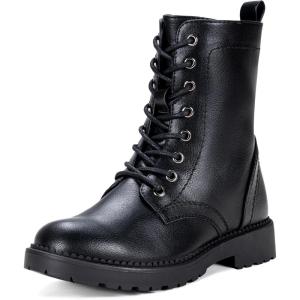 imageVepose Womens Combat Ankle Black Flat Boots Military Fashion 925 Booties Inner ZipperZipper Combat925black Pu