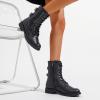 imageVepose Womens 928 Combat Boots Low Heel Mid Calf Military Boots with Card Knife Wallet PocketAhigh Combat929black