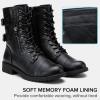 imageVepose Womens 928 Combat Boots Low Heel Mid Calf Military Boots with Card Knife Wallet PocketAhigh Combat929black
