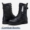 imageVepose Womens 928 Combat Boots Low Heel Mid Calf Military Boots with Card Knife Wallet PocketAmilitary928black